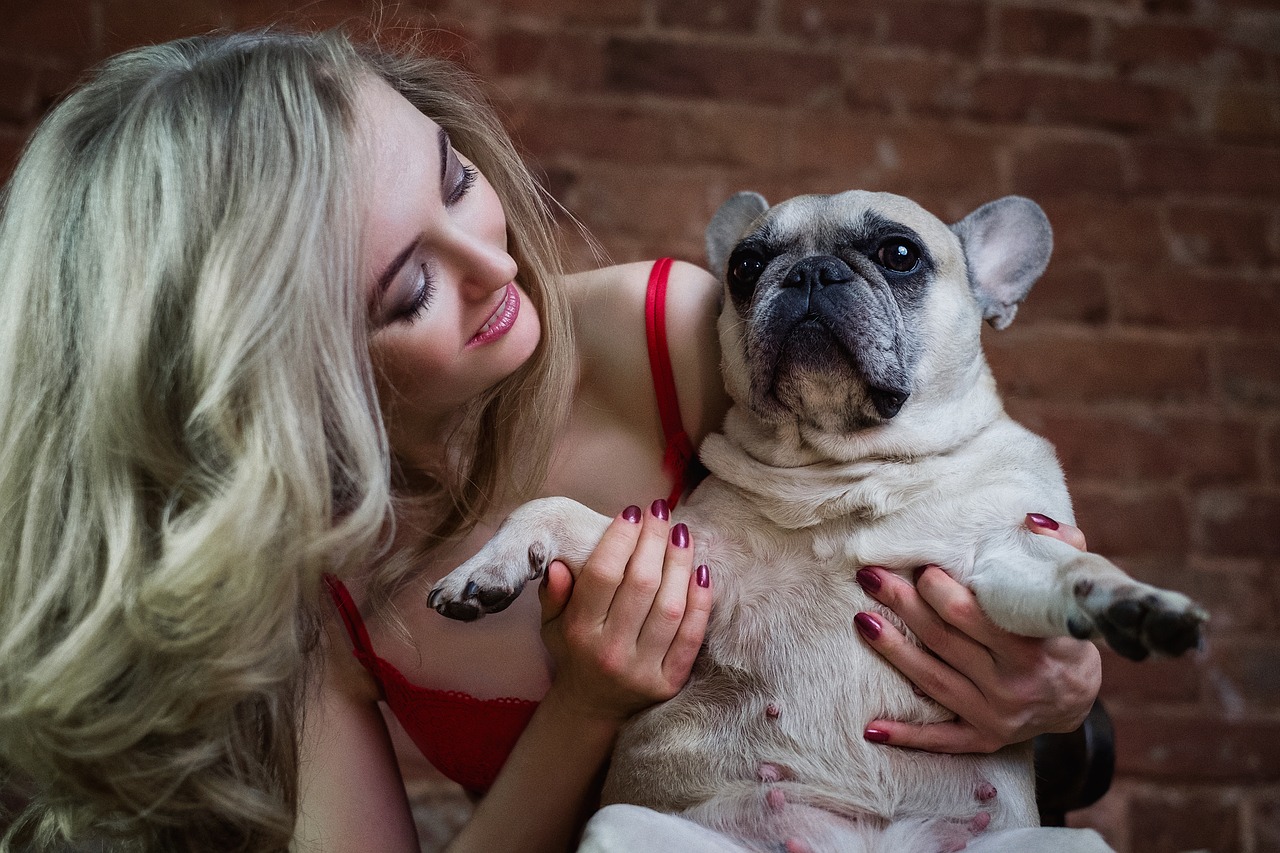 girl and bulldog