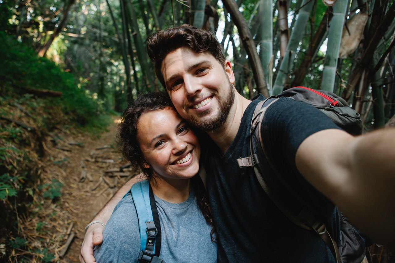 young couple traveling together